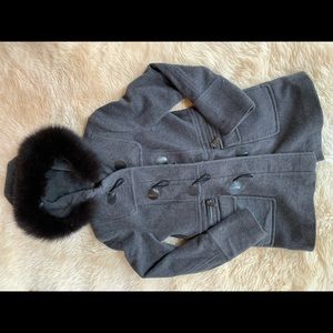 Marc New York Grey Coat with Real Fur Hood